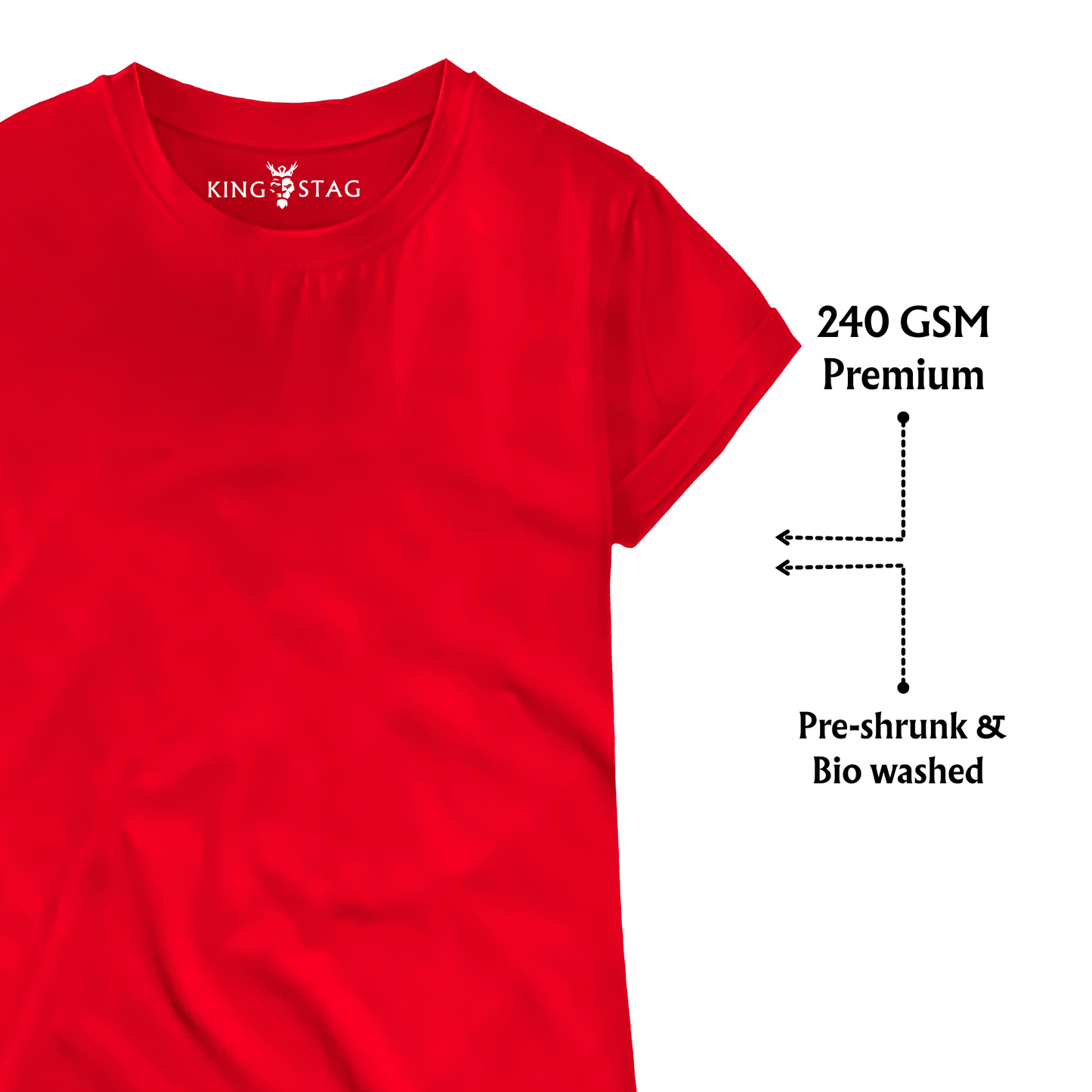 Oversized Red T-Shirt for – 240 GSM Cotton | Unisex Streetwear by King&Stag