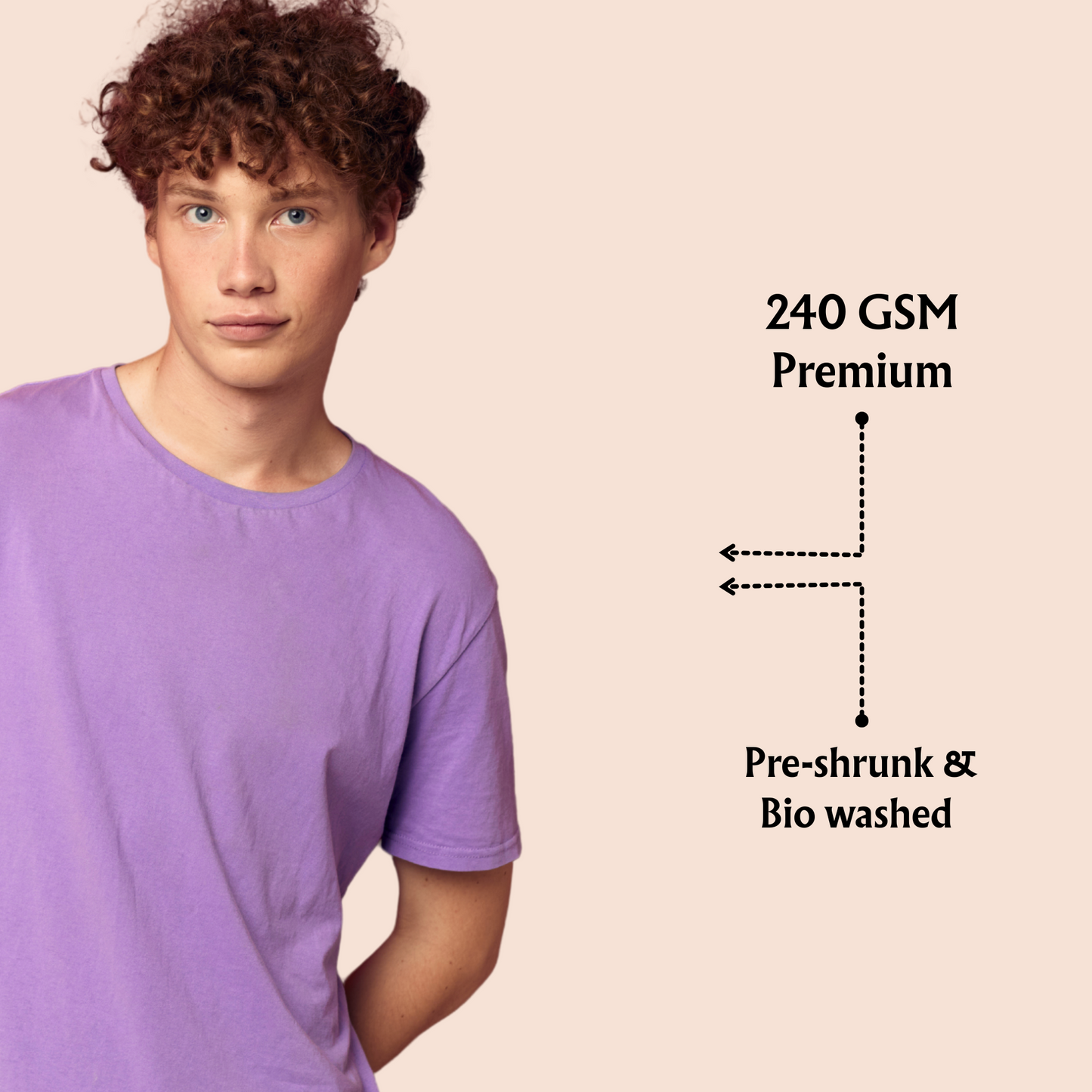 Oversized Lavender T-Shirt – 240 GSM Bio-Washed Cotton | Pre-Shrunk Unisex Streetwear by King&Stag