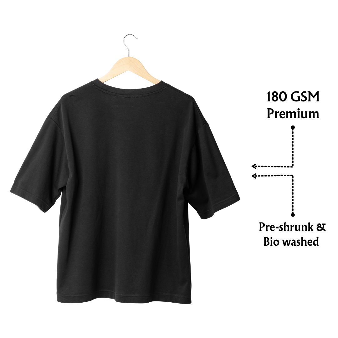 Premium Oversized Black T-Shirt – 180 GSM Cotton | Unisex Streetwear by King & Stag
