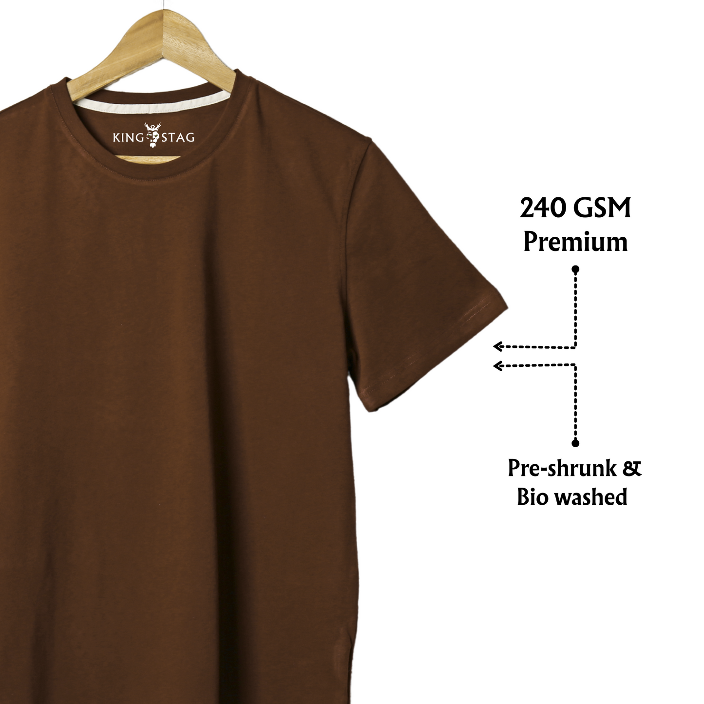Oversized Brown T-Shirt for Men & Women – 240 GSM Cotton | Unisex Streetwear by King&Stag