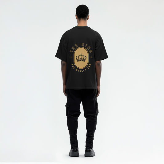 King Edition Oversized T-Shirt | 240 GSM Cotton | Crown Emblem Graphic | Unisex Streetwear by King&Stag