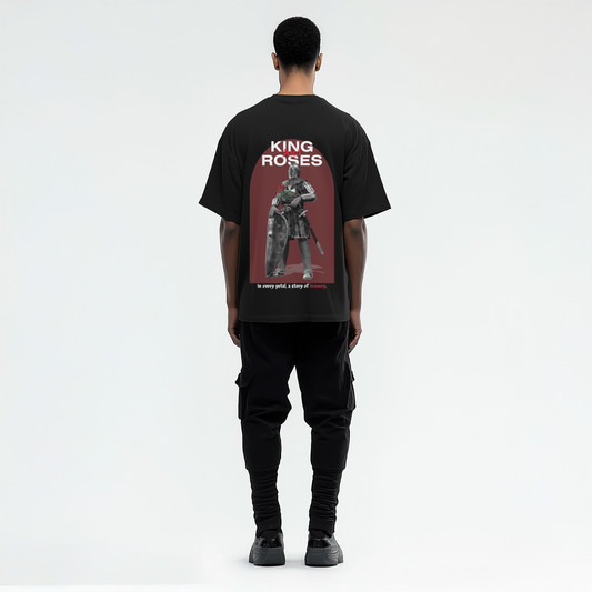 Oversized T-Shirt – “King Roses” | 240 GSM Heavy Cotton | Warrior Graphic | Unisex Streetwear by King&Stag